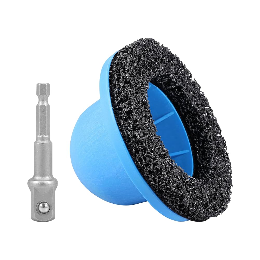 Radnabenschleifer mit Adapterstange, Innen-Ø 90 mm, Außen-Ø 150 mm, Kugelkopfschleifer für Anhängerkupplung, Nabenschleifer für Schnelle Reinigung der Radnabe (Blau)