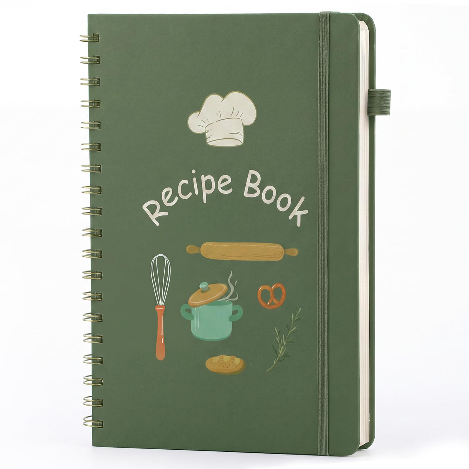 Blank Recipe Book, Recipe Notebook to Write in Your Own Recipes, Green