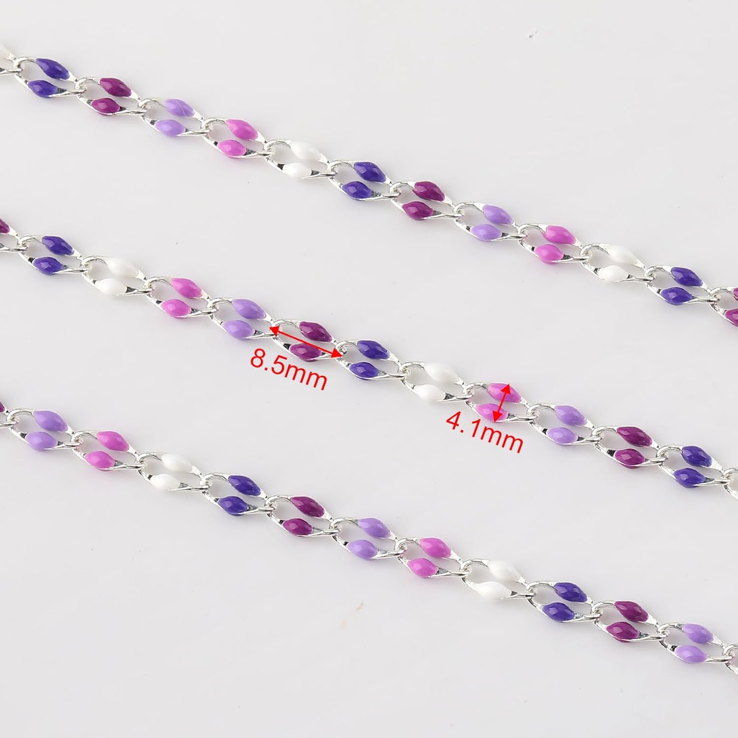 YOUBEIYEE 6.6 Feet Colorful Enamel Chain for Jewelry Making Silver Plated Brass Chains Bulk Women Necklace Bracelet DIY Jewelry Making Chain - Image 3