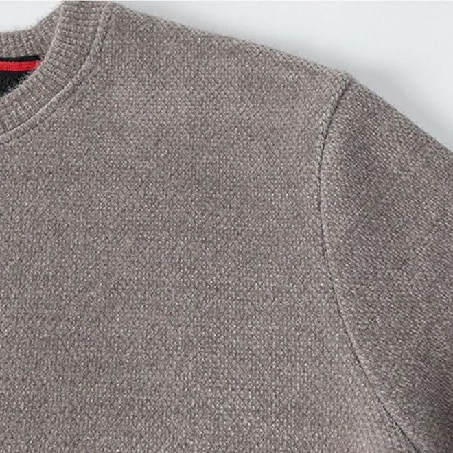 JSEIAJB Men's Sweater Chenier Velvet Autumn and Winter Velvet and Thick Solid Color Sweater Inside2