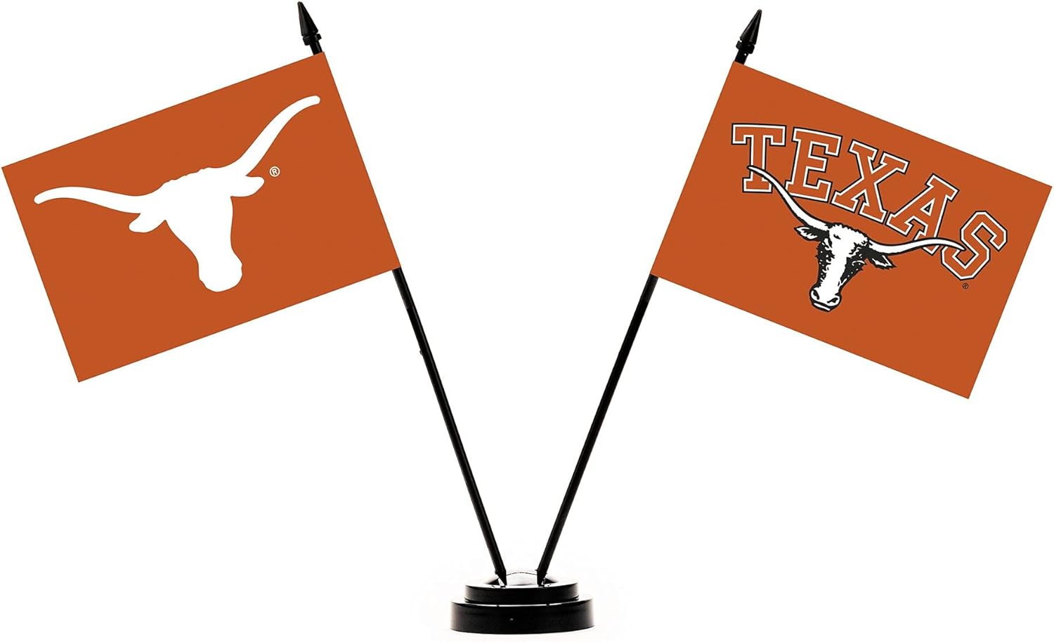 BSI Texas Longhorns Unisex 2-Flag Desk Set 2-Flag Desk Set, Orange, One Size