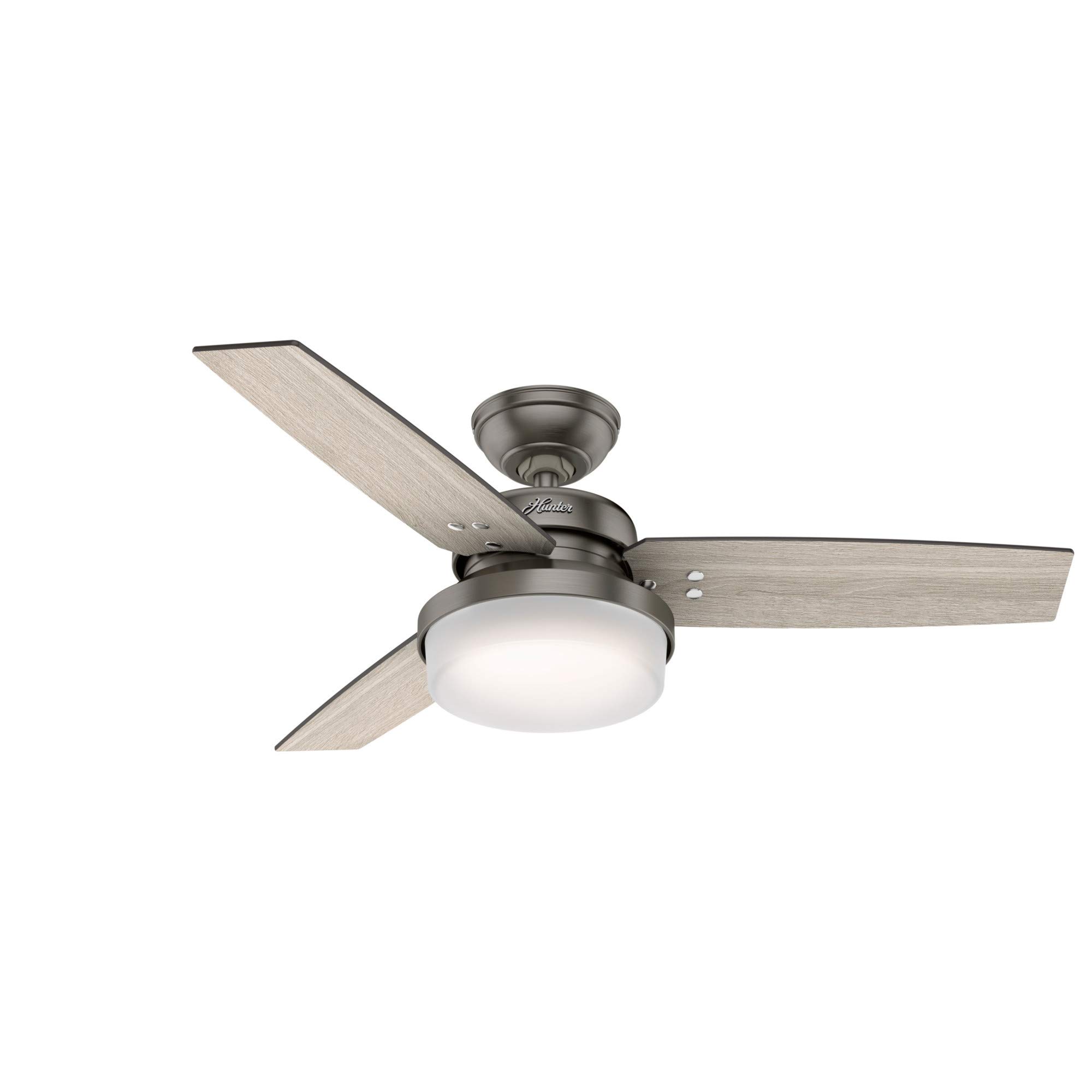 Hunter50393 Sentinel Indoor Ceiling Fan with LED Light and Remote Control, 44", Brushed Slate Finish
