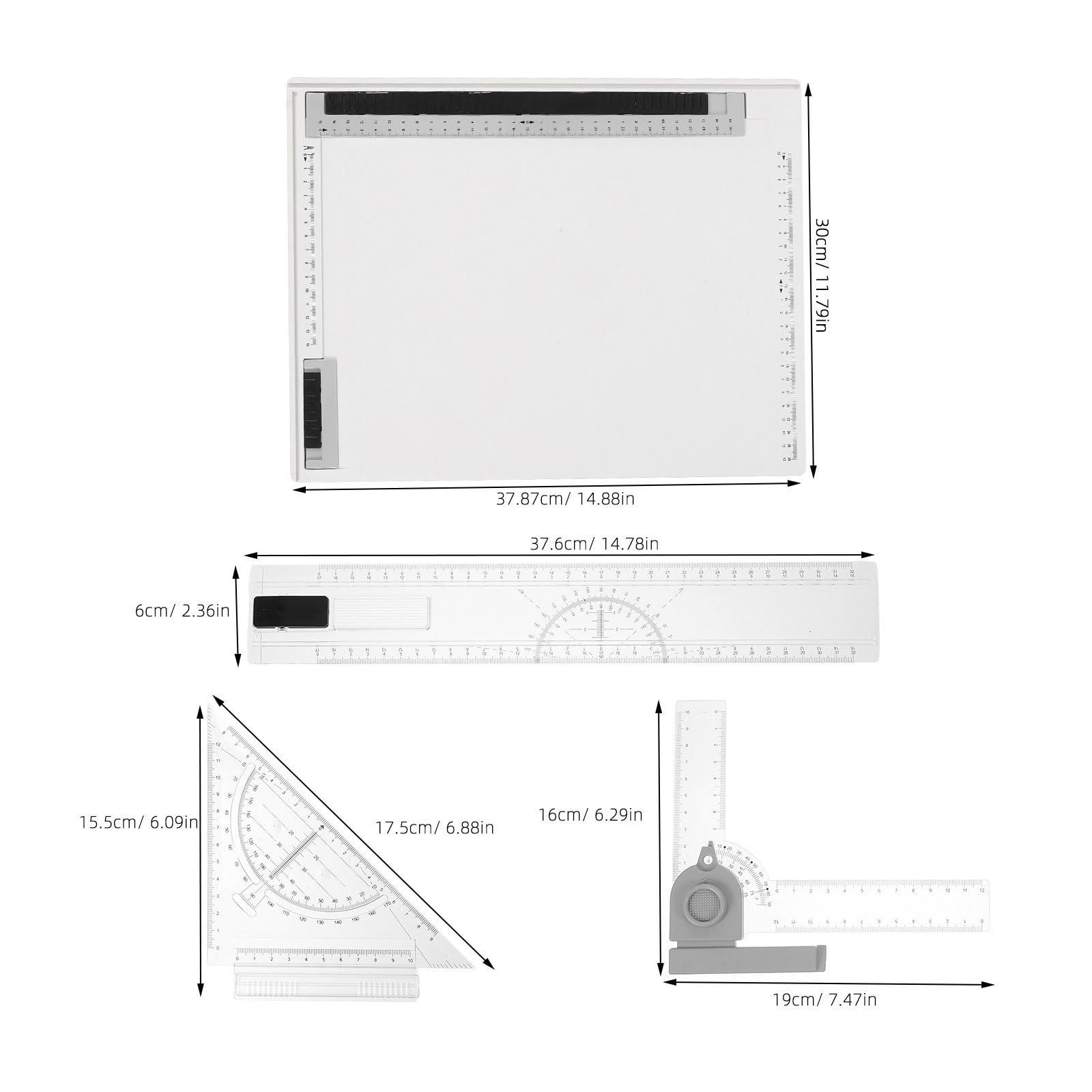 VICASKY Tablero de Dibujo A4 Tabla de Dibujo para Viajar Plástico Multifuncional y Reglas para Creación al Aire Libre y Bocetos