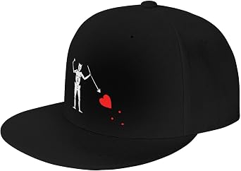 Pirate Flag Blackbeard Baseball Cap for Men Or Women Flat Brim Hat Adjustable Black