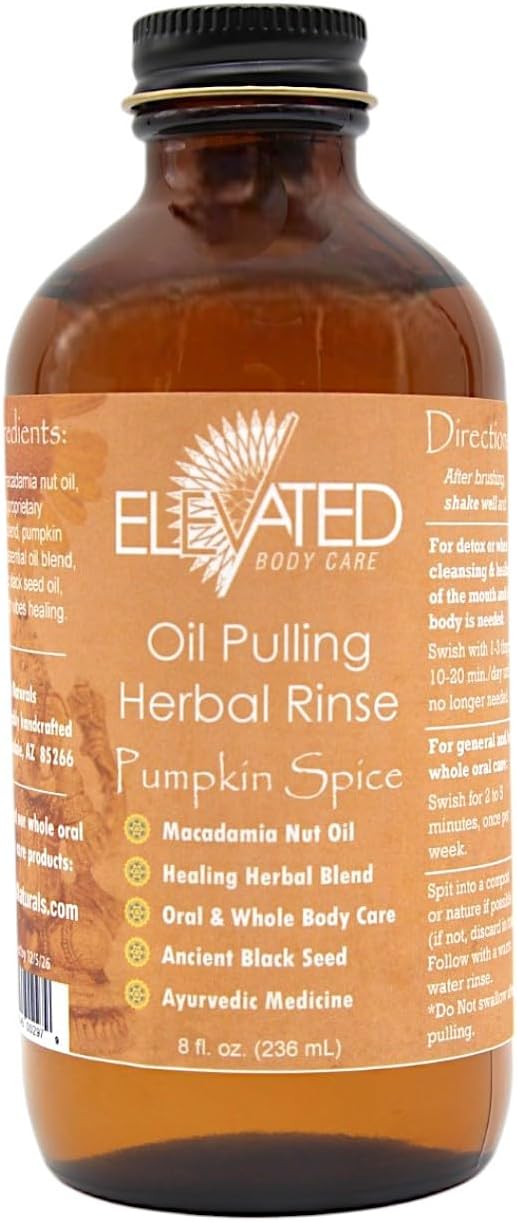 Natural Oil Pulling Mouthwash for Teeth and Gums – Herbal Infused Oil Pulling Rinse for Oral Health & Detox in Glass Bottle - Natural Oral Health - Vegan (16oz, Black Seed)