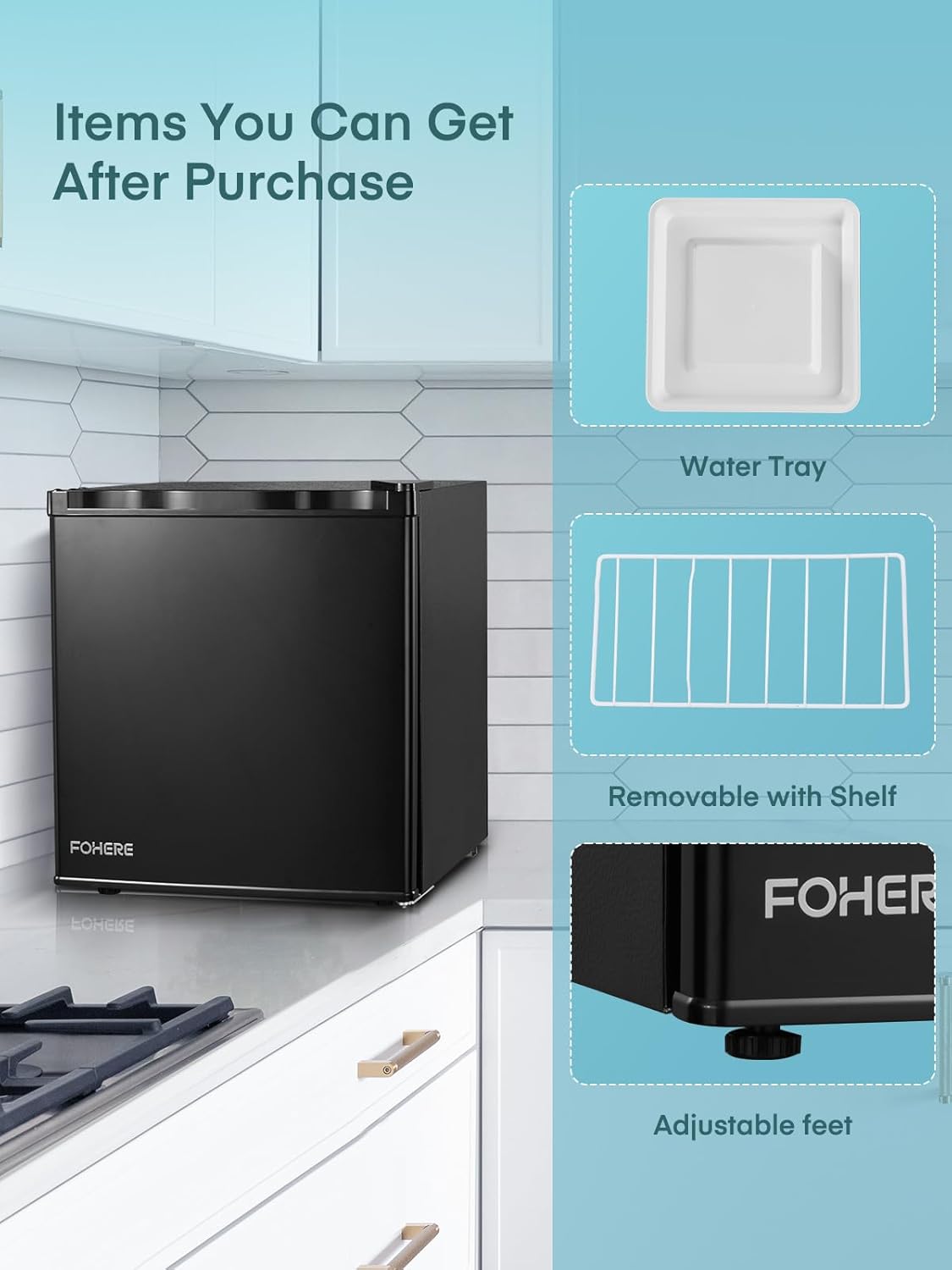 FOHERE 1.6 Cu.ft Compact Refrigerator, Mini Fridge with Freezer, Low Noise Small Fridge for Office, Dorm, Gaming Room, Black, BC-46-E