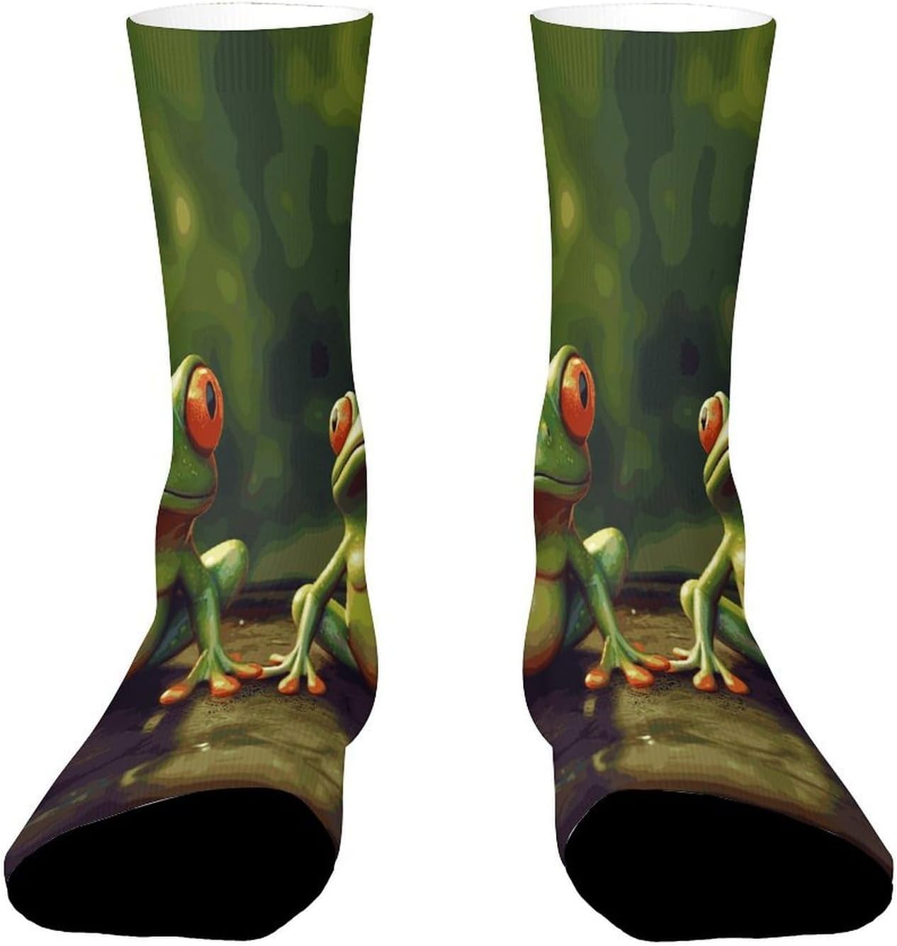 Funny Green Frogs Crew Sock High Stocking Grippy Socks | Socks for Men & Women,Stockings-Long Thin Tube Sports, Breathable Soft Athletic for Nurses,Travel