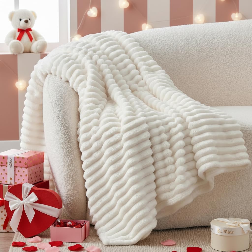 BEDELITE Fluffy Fleece Throw Blanket - Cream White Sofa Throw Soft Cosy Warm Small Blankets for Single Bed, Gifts for Women : Amazon.co.uk: Home &amp; Kitchen
