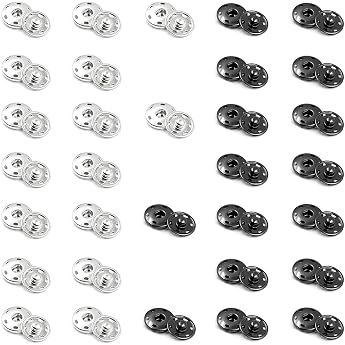 32 Sets Metal Press Stud Sew On Press Studs Black Silver Press Studs for Sewing Purse Handbag Clothing Sewing Craft DIY Delivery 7 mm