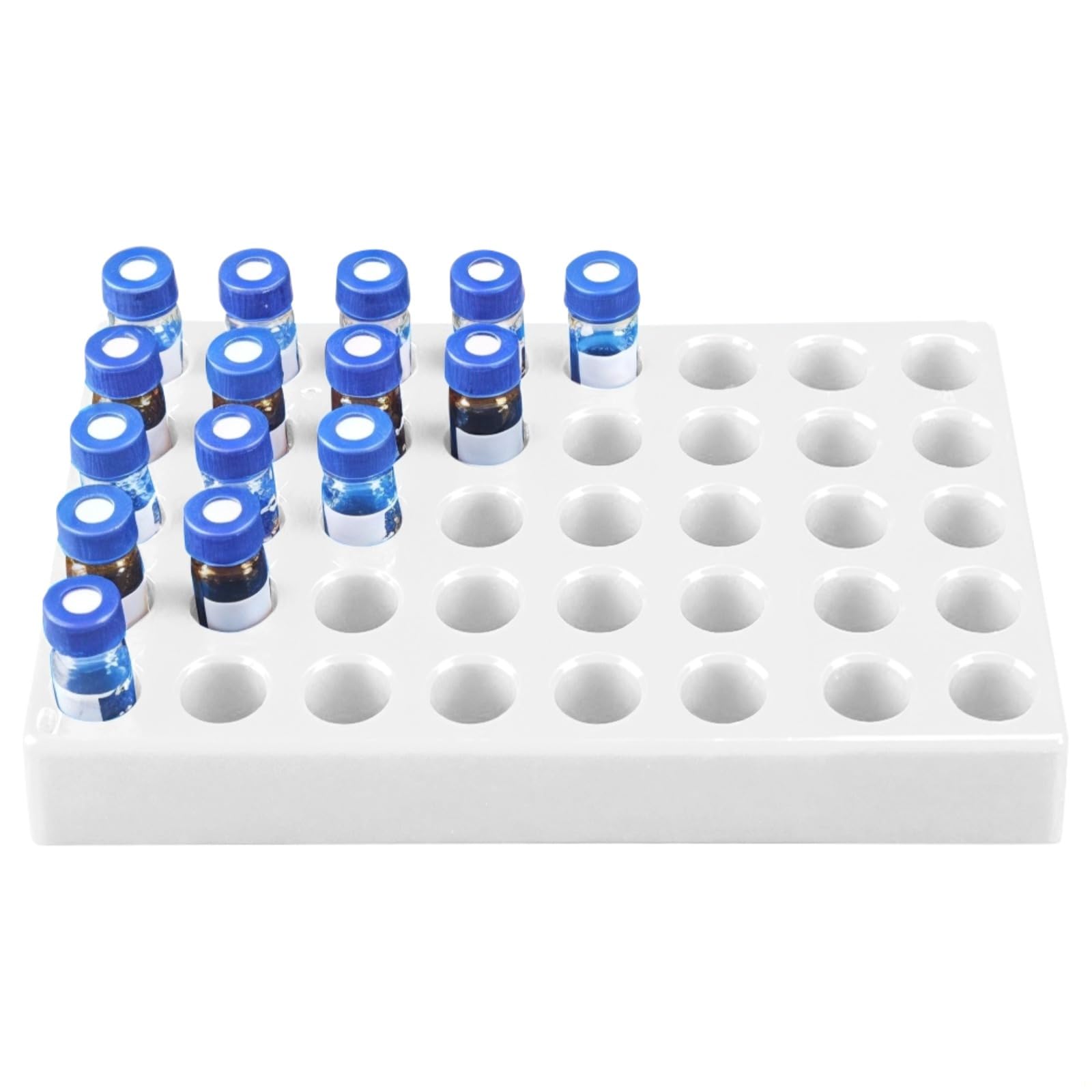 Porte-flacons de laboratoire en plastique PP, organiseur à 40 trous pour tubes à essai de 10 à 15 ml, (diamètre du trou de 2,5 cm), compact