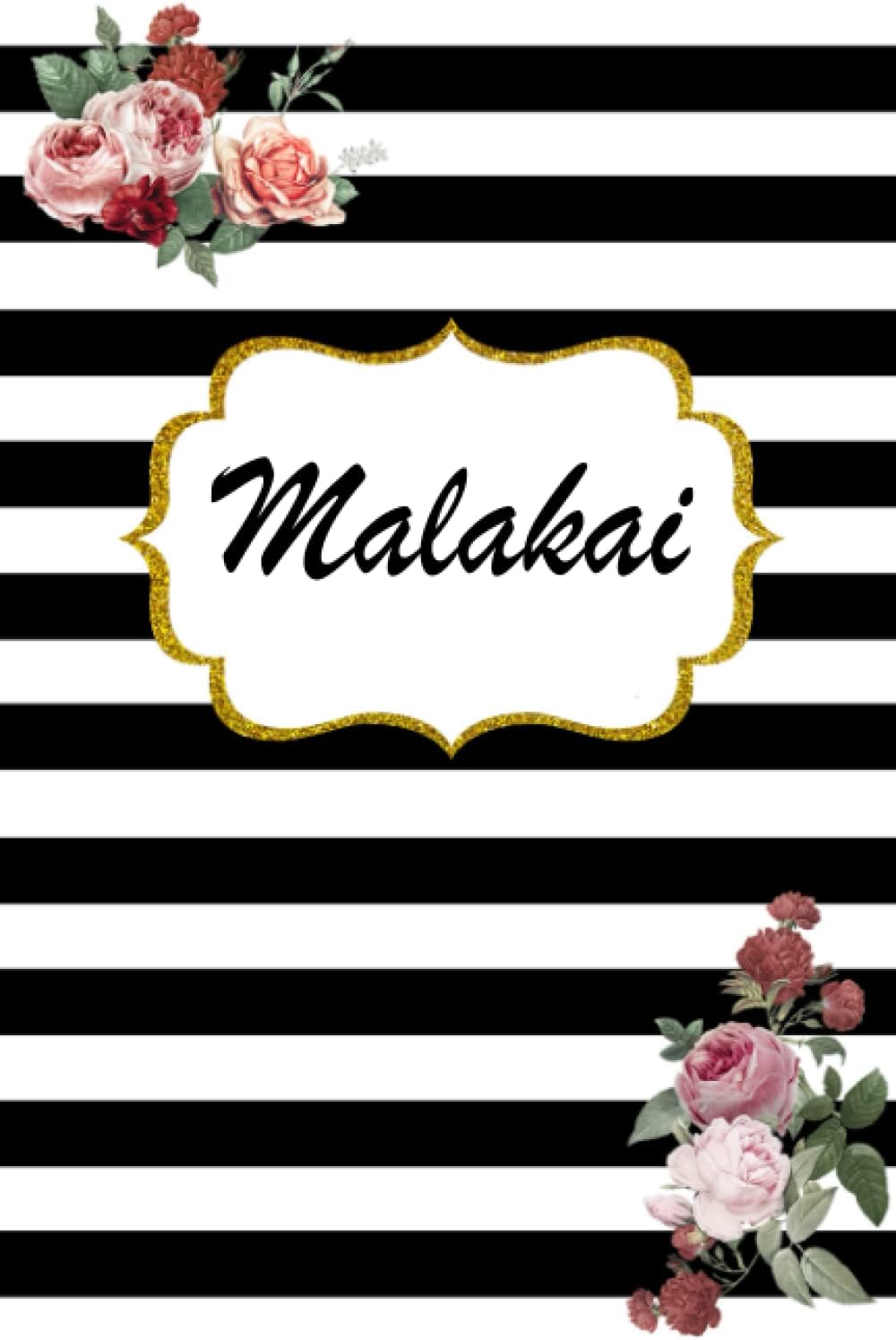 Malakai: Classic Floral Personalized Notebook/Journal/ Log Book/ Planner With Name, 110 pages of your selected paper, planner. Size: 6” x 9”