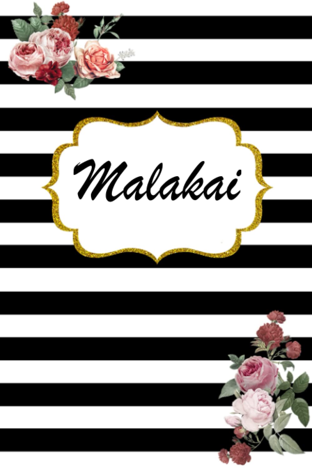 Malakai: Classic Floral Personalized Notebook/Journal/ Log Book/ Planner With Name, 110 pages of your selected paper, planner. Size: 6” x 9”