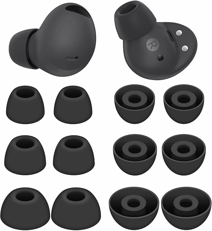 6 Pairs Galaxy Buds 2 Pro Ear Tips Buds Eartips, S/M/L Replacement Soft Silicone Rubber Flexible Gel Earbuds Earplug Fit in Case Compatible with Samsung Galaxy Buds 2 Pro 2022 Release - Graphite