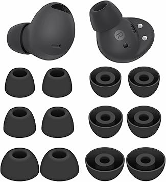 6 Pairs Galaxy Buds 2 Pro Ear Tips Buds Eartips, S/M/L Replacement Soft Silicone Rubber Flexible Gel Earbuds Earplug Fit in Case Compatible with Samsung Galaxy Buds 2 Pro 2022 Release - Graphite
