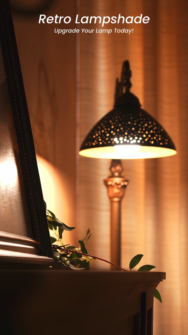Metal Lamp Shade For Floor Lamp, Etched Stars Torchiere Lamp Shade