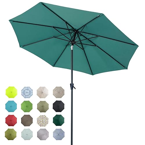 Patio Market Outdoor Table Umbrella with Auto Tilt and Crank,
