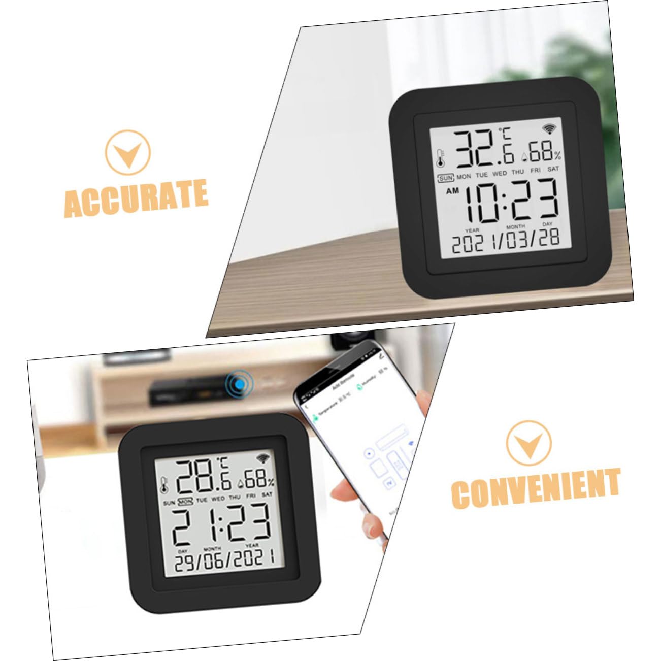 Toddmomy Igrometro USB con Display LCD Sensore Temperatura e Umidità Strumento Elettrico per Ambienti come Ufficio e Camera