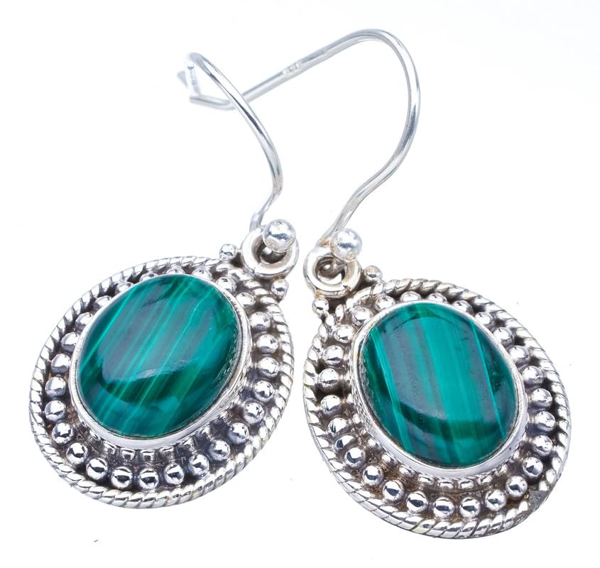 Malachite boucles d'oreilles argent sterling 925 fait main 3.18cm F5633