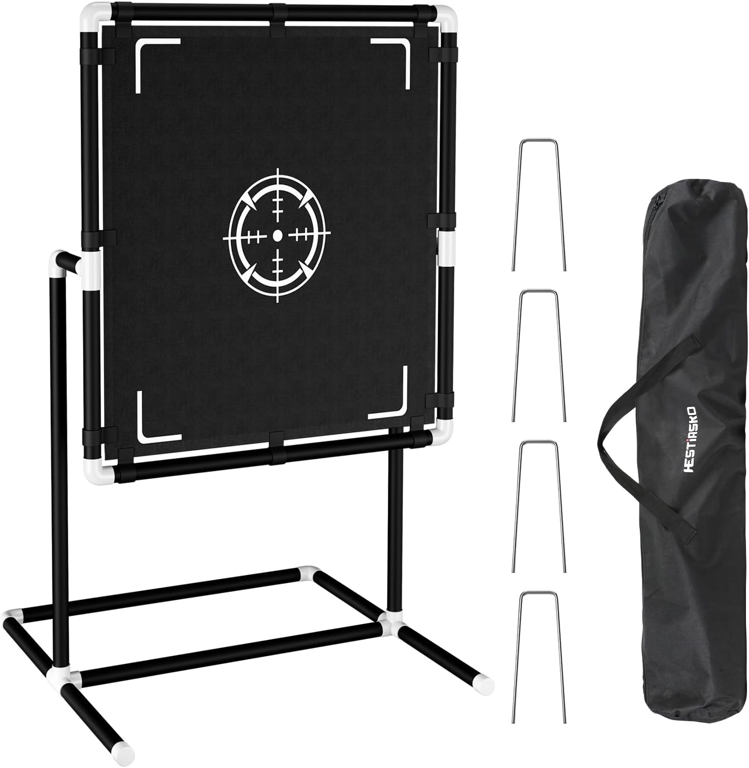 Hestiasko Base Ball Strike Zone, Thick PVC Pipe Strike Zone Target, Sturdy Strike Zone with Four Ground Nails, Easy to Storage and Assemble