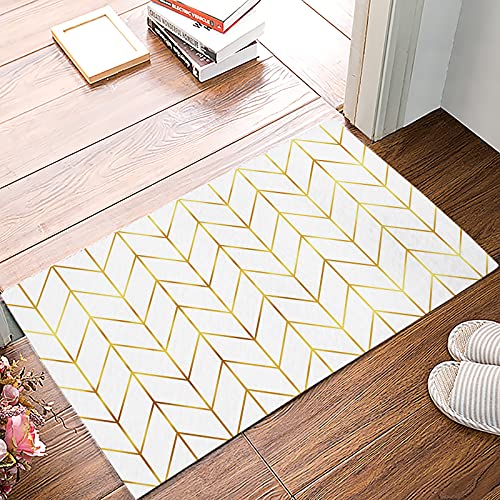 Door Mat Outdoor Geometric Chevron Yellow Pattern Welcome Mats for