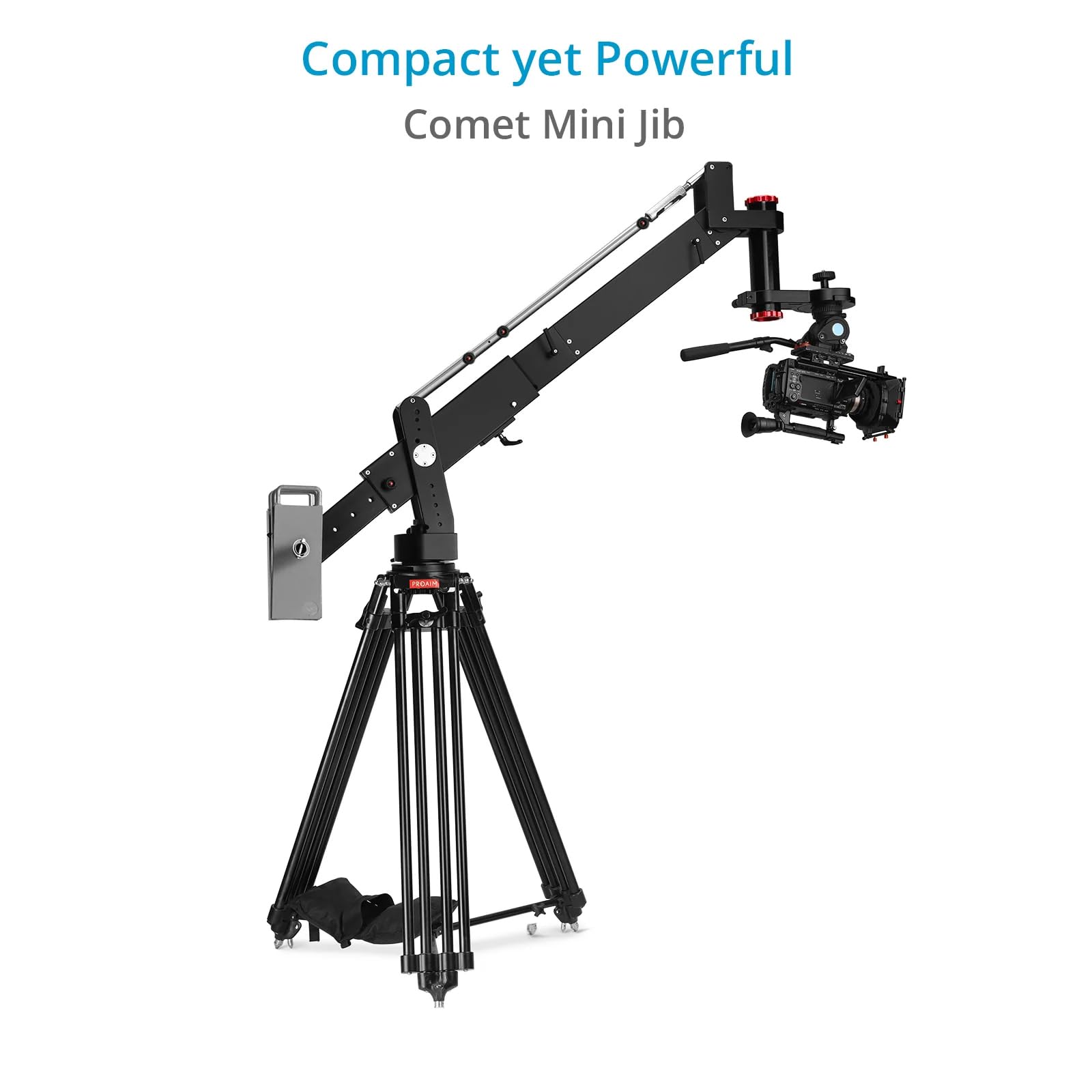 Grúa PROAIM Comet Mini 4,5ft telescópica Euro/Elemac para cámara 50 kg | Grúa para planos en espacios reducidos; brazo extensible 70” con giro 360° e inclinación bloqueable para cámara