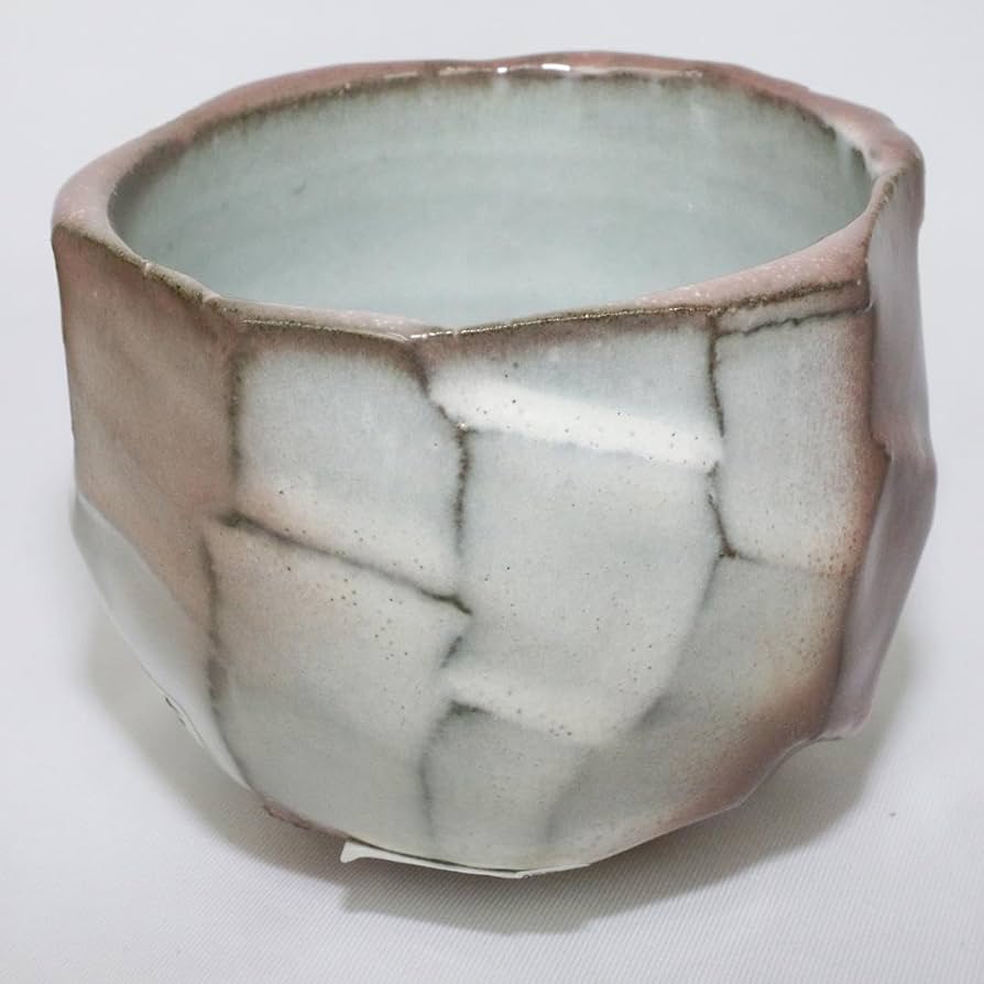 白萩窯変面取茶盌 八代 岡田 裕 萩焼 共箱 共布 【公式通販】