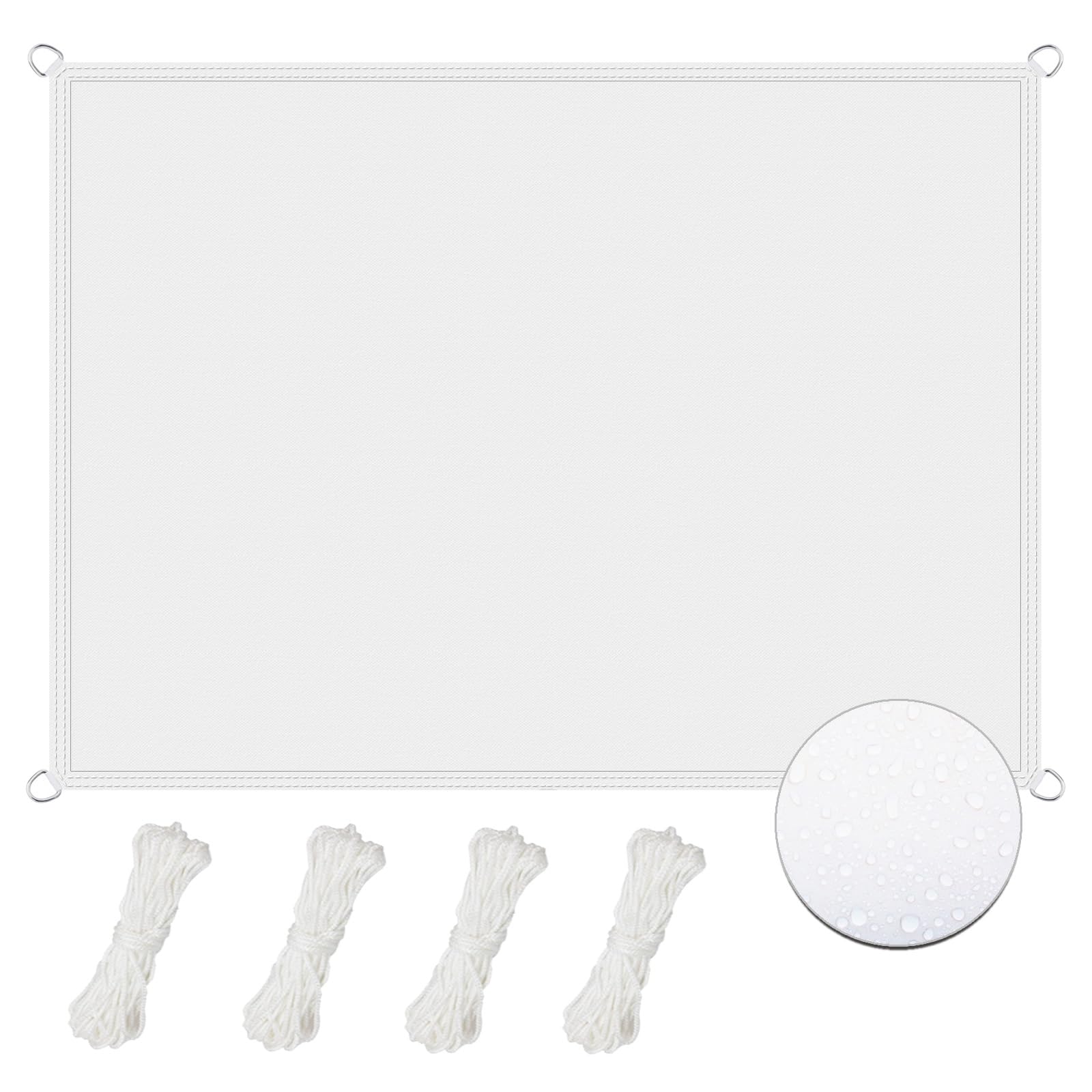 Voile d'ombrage imperméable 1.2x4m en polyester blanc pour la protection de votre patio