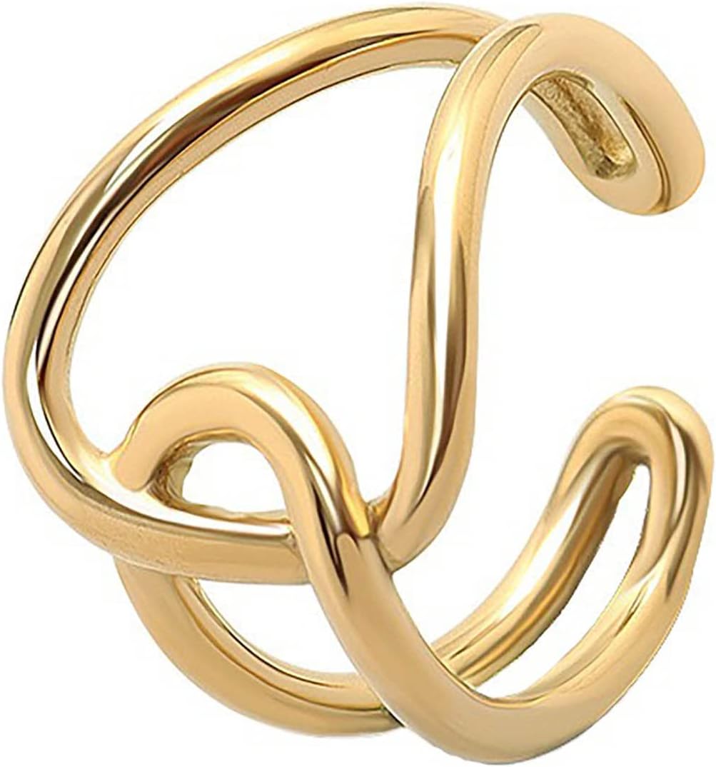925 Sterling Silver Adjustable Ring For Women Knot Wave Thumb Statement Rings Knuckle Dainty Chunky Middle Finger Ring
