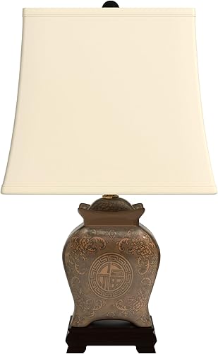 Red Lantern Lámpara de porcelana de medallones negros y marrones de 19"