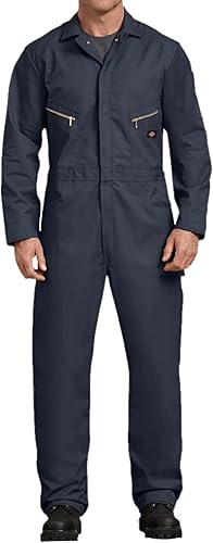 Dickies - Overol de manga larga de lujo para hombre de 7.5 oz de sarga con cierre frontal para mecánico, uniforme industrial