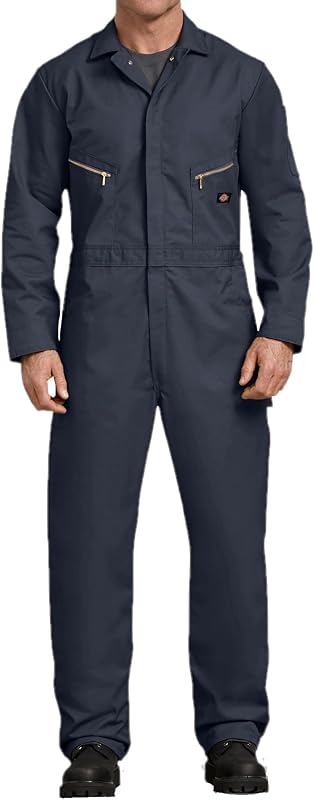 Dickies Mono de lujo de manga larga para hombre: mono mecánico de sarga de 7,5 oz con cremallera frontal, ajuste uniforme industrial