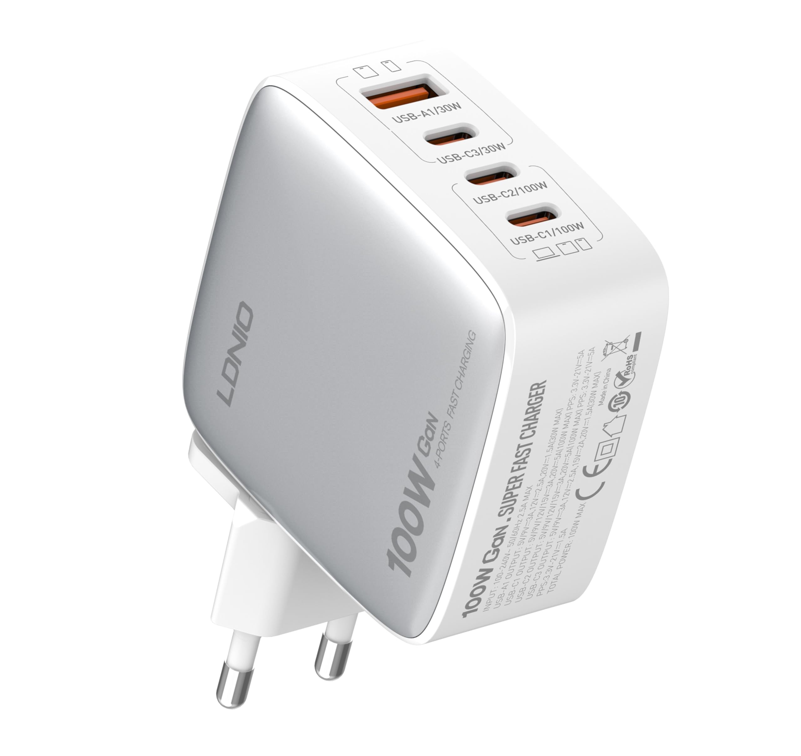INICIO 100W GaN 4 Port Charger (3 USB-C + A) US/EU/UK Plugs Travel Fast Power Adapter for MacBook iPad Pro Air, iPhone 15 14 13, Galaxy S24 S23 Ultra, Dell XPS, Pixel 9 8 7 & Type C Devices (White) (B0D8L514PF) Amazon Price History, Amazon Price Tracker