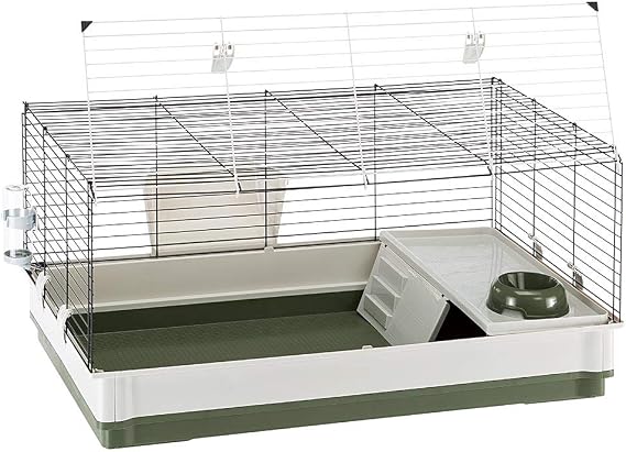 Ferplast Krolik Green Rabbit Cage Deluxe | Rabbit Cage Includes All Accessories & Measures 39.4L x 23.6W x 19.7H & Includes All Accessories |