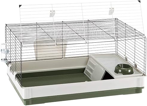 Ferplast Krolik Green Rabbit Cage Deluxe | Rabbit Cage Includes All Accessories & Measures 39.4L x 23.6W x 19.7H & Includes All Accessories |