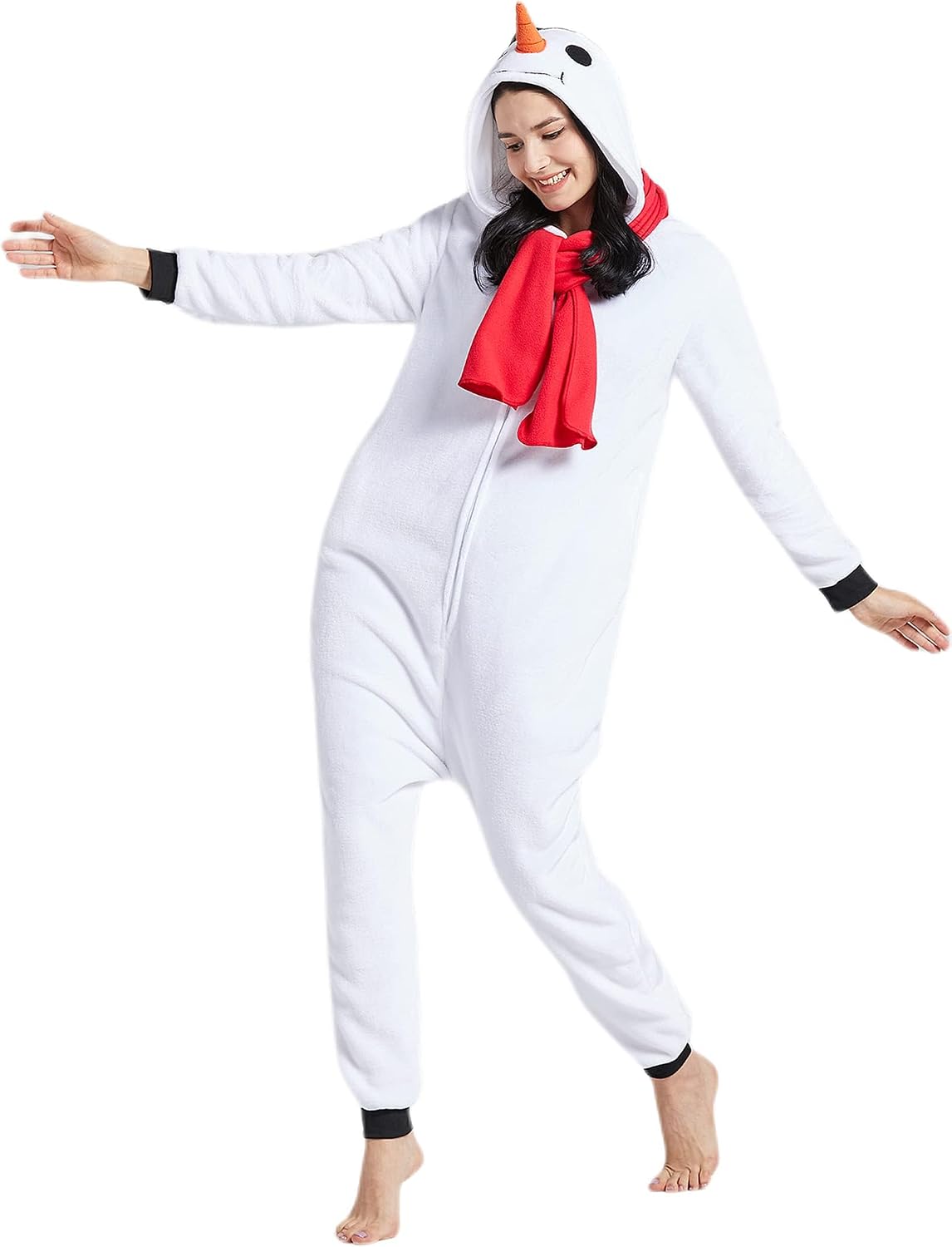 DarkCom Snowman Onesie Halloween Costume One Piece Unisex Adult Pajamas Women Men Sleepwear Christmas Pajamas