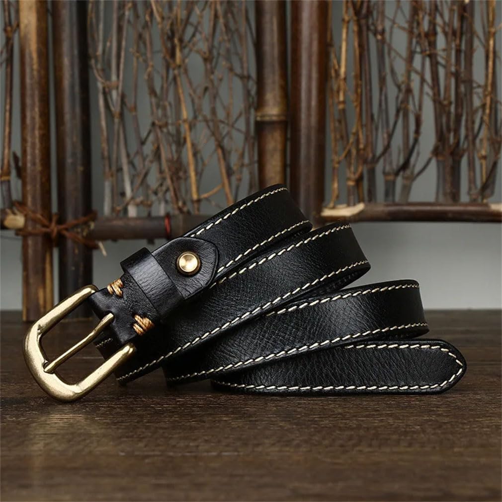 2.4Cm Wide Decorative Belt For Women Copper Buckle Cowhide All-Match Jeans Belt