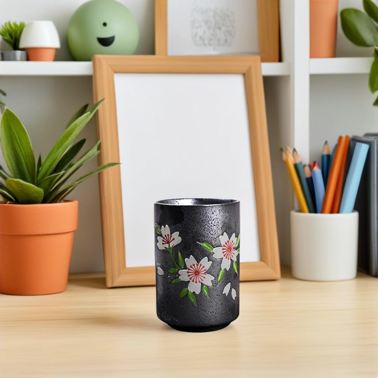 BESPORTBLE 2 Stück Japanische Keramik Teetassen 300ml Kleine Vintage Teebecher mit Festem Boden Retro Stil für Zuhause und Restaurant
