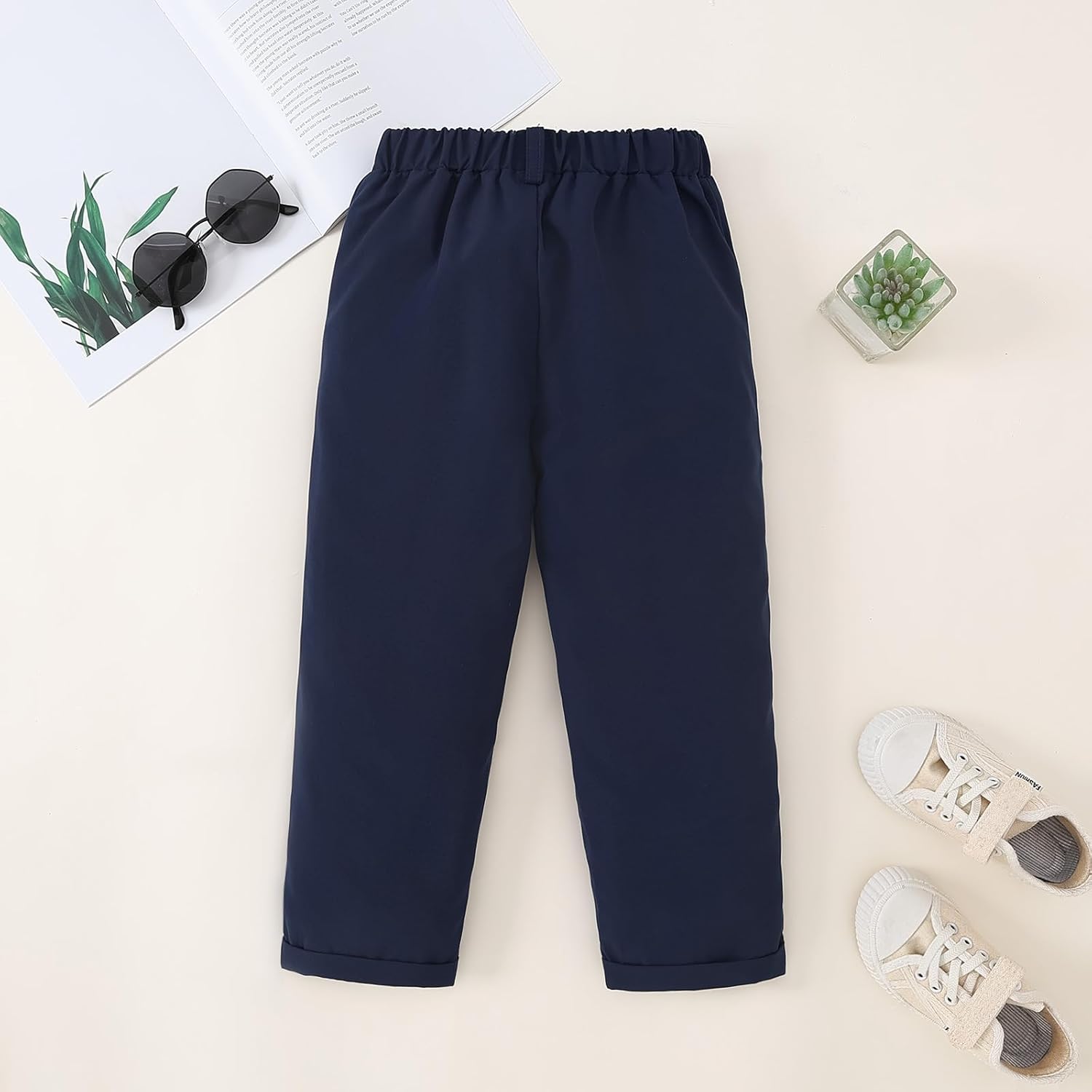 Boys School Uniform Pants Casual Stretch Chino Boys' Pants with Elastic Waistband - Image 2