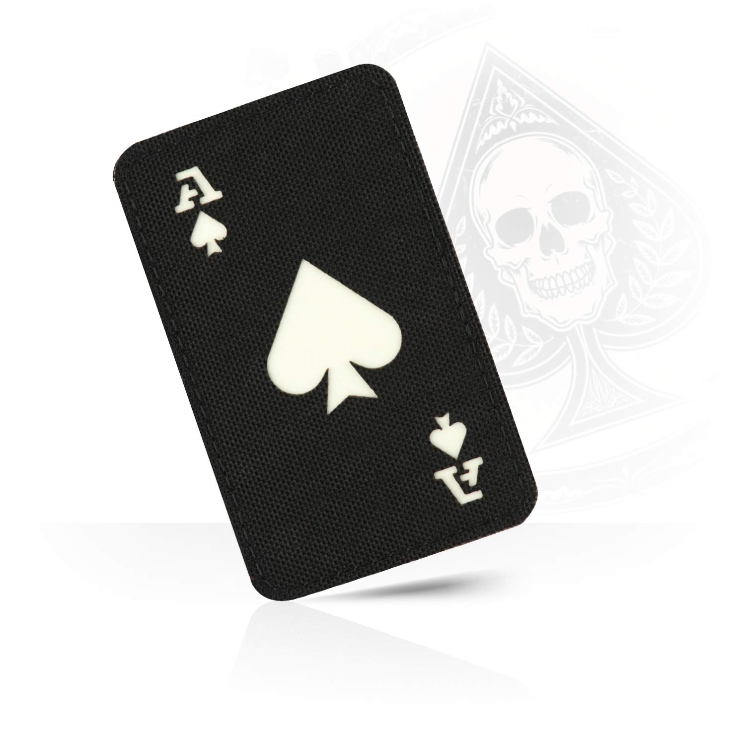 MTac Ace of Spades Death Card Tactical Morale Patch Army Combat Hook Fasteners (Black/GITD