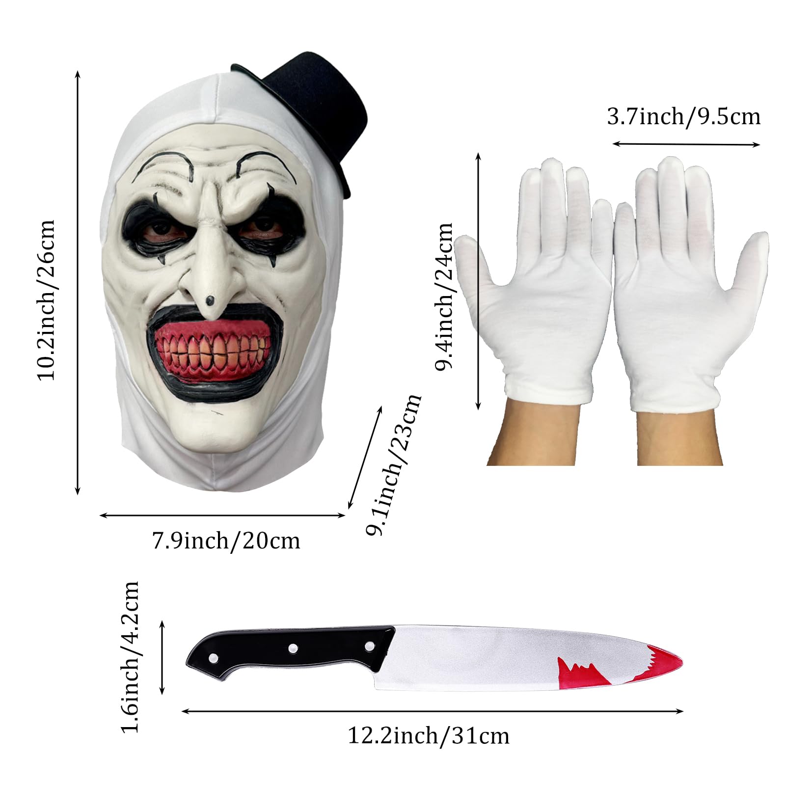 Suffolly Mens Horror Art Costume With Mask - Adult Killer Halloween Fancy Dress Outfit (Style A, S) - Image 3