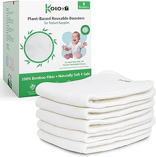 KOLO 5er Set Windeleinlagen aus 100 % Bambusfasern, vierlagig und waschbar. Antibakterielle, antiallergene Einlagen, geeignet für Stoffwindeln. Inklusive Geschenkverpackung.