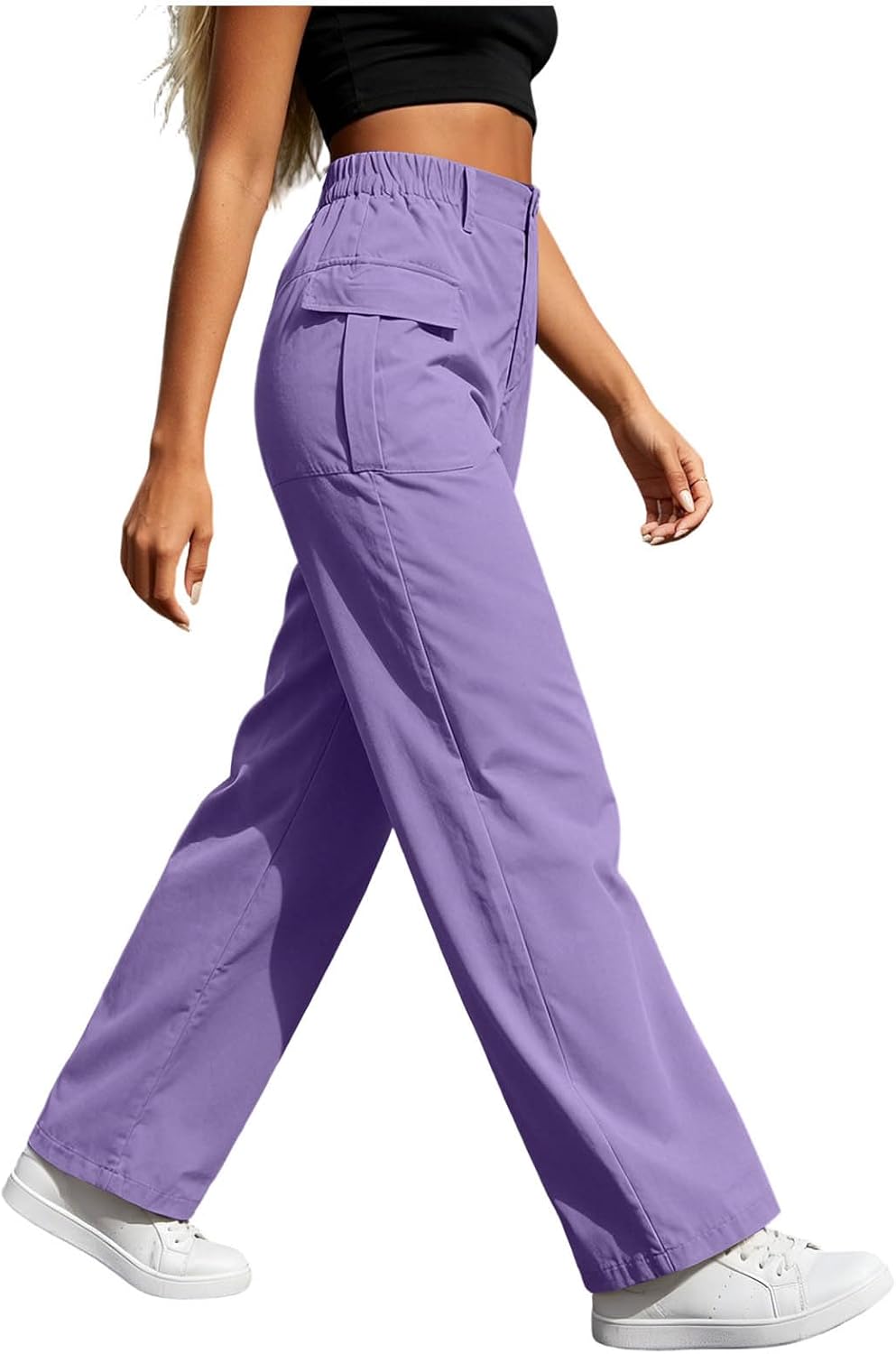 Women's Straight Leg Cargo Pants Casual High Waist Utility Work Trousers | Relaxed Fit Multi Pocket Zipper Combat Pant, fashion Streetwear Outdoor Hiking Clothing, Lightweight Athletic Active Bottom