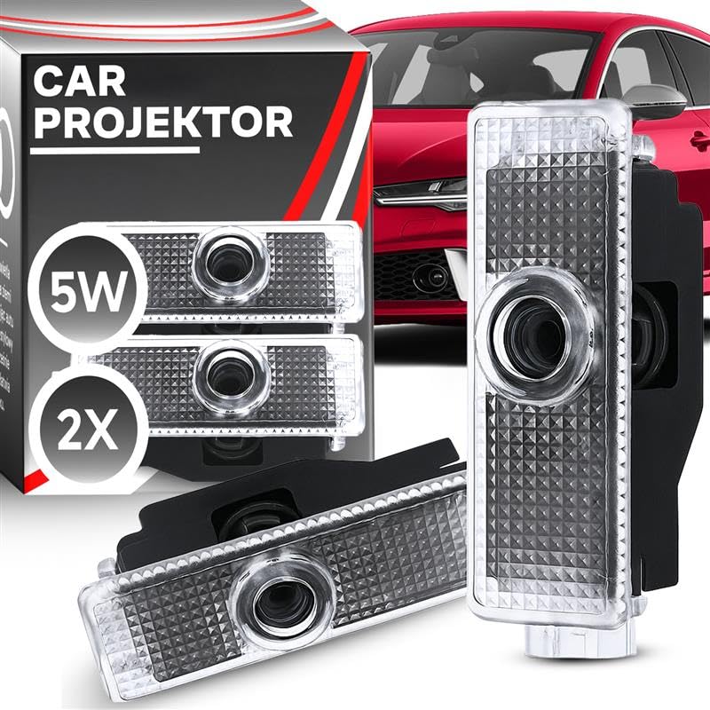 Krewua 4 x Nooit vervagende 4K HD autodeurlampen, deurprojectielampen, compatibel met A1/A3/A4/A5/A6/A7/A8/Q2/Q3/Q5/Q7/Q8/TT/R8, 4 ringen