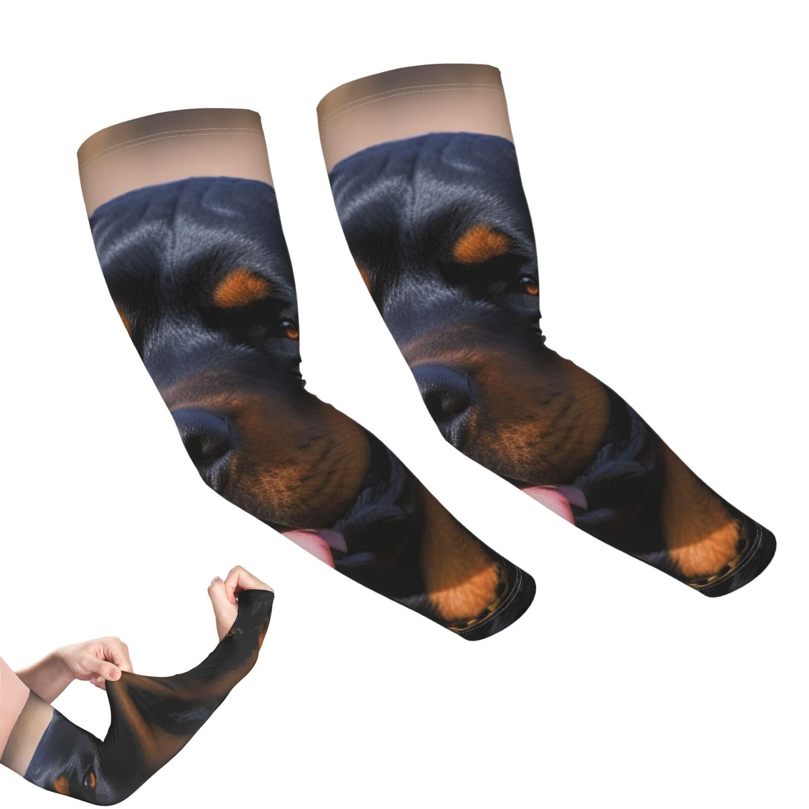 LZQPOEAS Arm Sleeves Gardening sleeves Rottweiler dog Compression Sleeves for Men Women Sun Sleeves Cooling Tattoo Cover