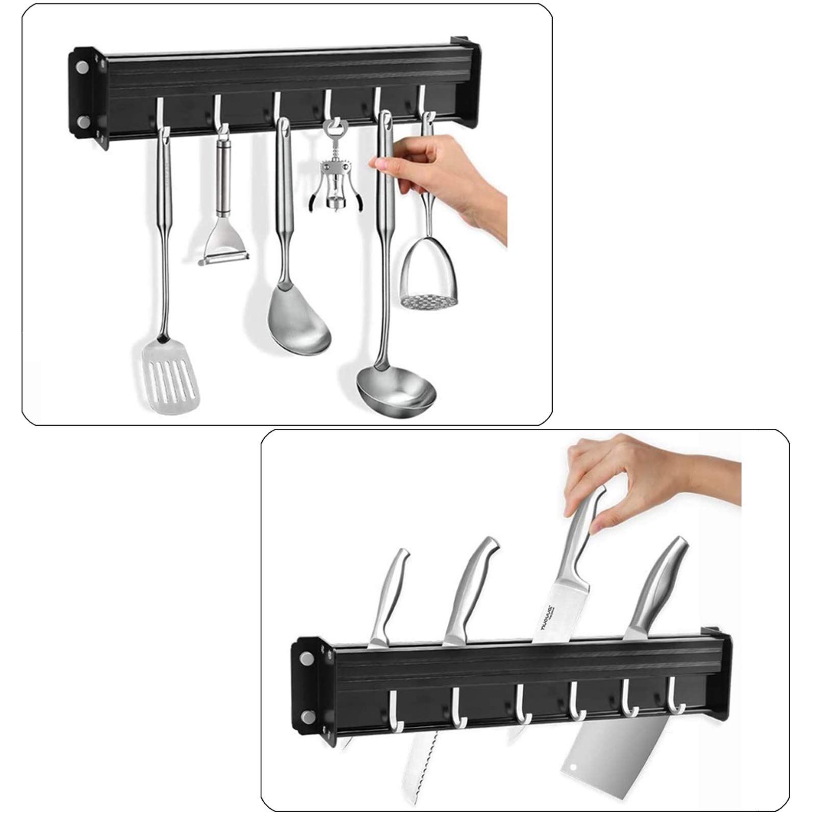 Barra Portautensili Da Cucina 570 Mm - Con Ganci Mobili, Acciaio Verniciato - Foto 10