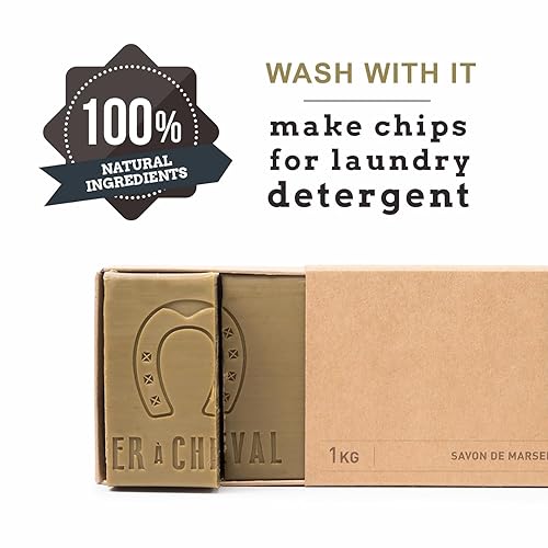 Miniatura 3 de Fer à Cheval Savon De Marseille - Cubitos de jabón en rodajas, jabón de aceite de oliva puro natural, 6 unidades de 1 kg35.3 oz