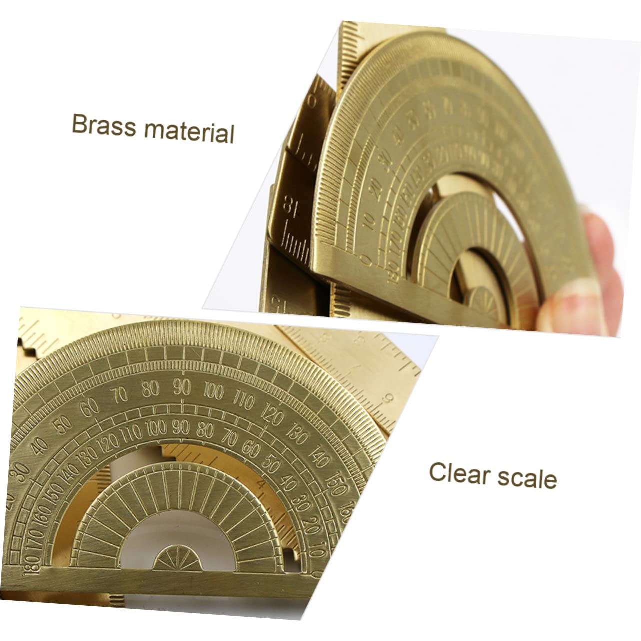 STOBOK 3sets Ottone Goniometro e Triangolo Kit Precisione Per e Misurazione Strumento Geometrico Professionale Per Ingegneri e Studenti