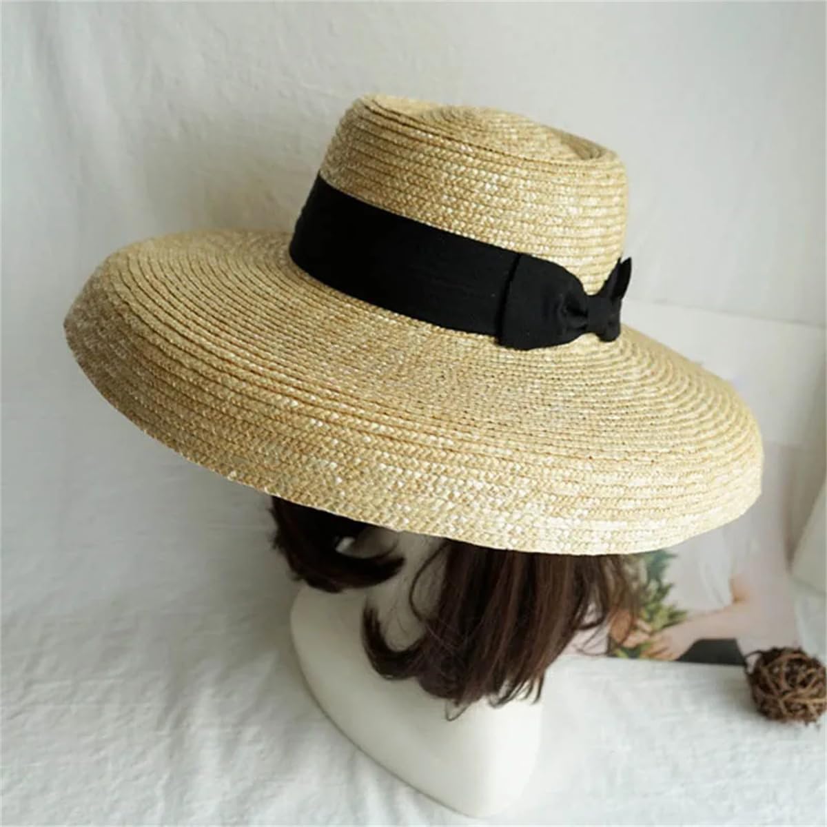 Sombrero De Verano para Mujer, Sombrero De Paja De ala Ancha De 15 Cm, Sombrero De Playa, Sombrero con Pantalla De Lámpara, Sombrero De Boda para Dama De Honor