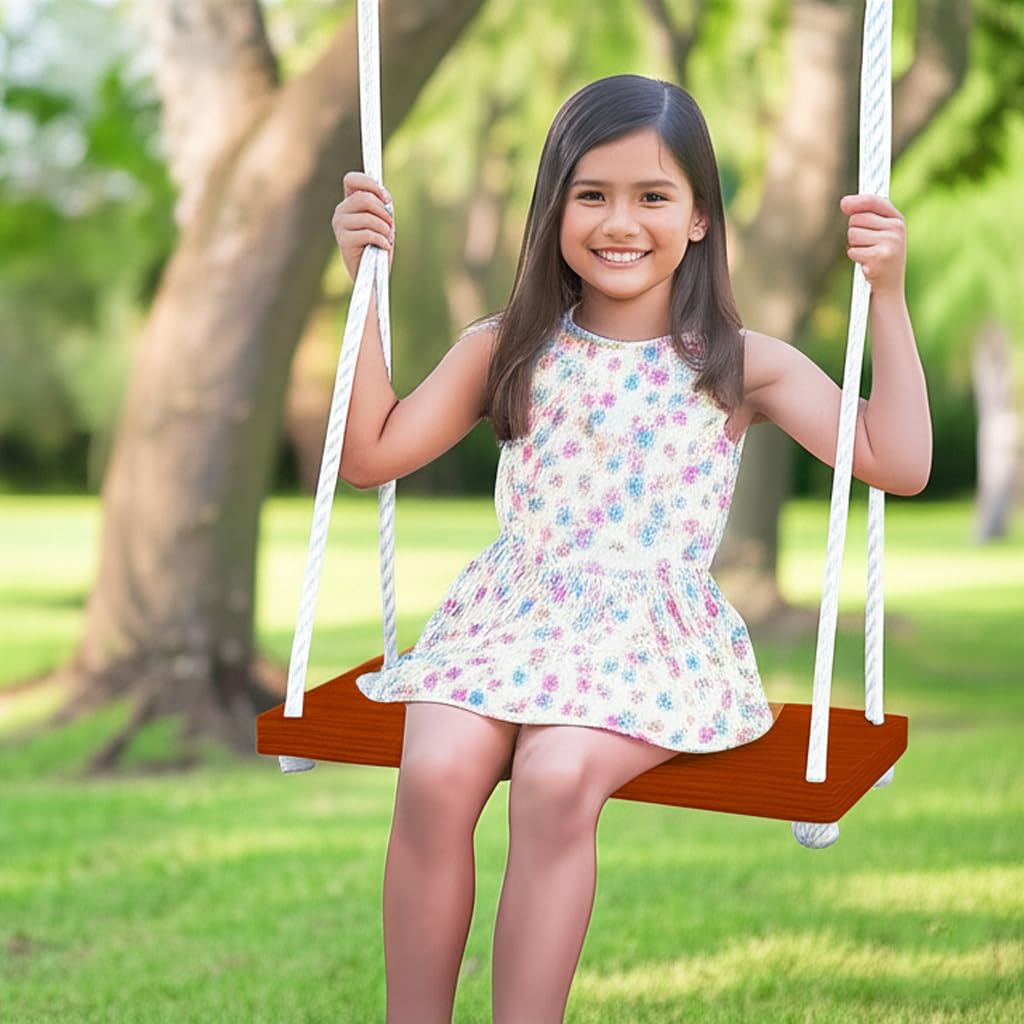 Leaf Enterprise Single Seater Indoor/Outdoor Wooden Hanging Swing Set/Jhula 150kg Capacity for Home and Garden and Porch Swing and Garden Swing, Balcony Swings(24x9) 2