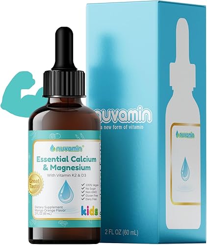 Nuvamin - Gotas líquidas de calcio y magnesio para bebés, niños pequeños, niños y adultos, 2 onzas líquidas (2.0 fl oz), 30 porciones diarias. Gran